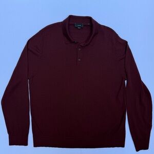 Vince Burgundy Merino Wool Polo Sweater XXL